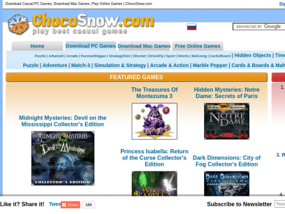 Download Casual PC Games, Download Mac Games, Play Online Games | ChocoSnow.com