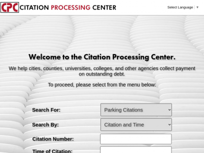    
         Citation Processing Center - Parking and Administrative Citations        
      