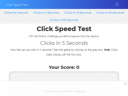 Click speed test  - Check Clicks per Second