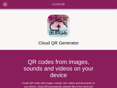 Cloud QR Generator - Images, photos, audio and video