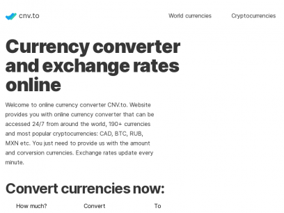CNV.to currency converter, exchange rates for today and calculator online