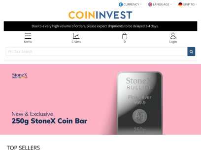 Buy gold and silver bullion online | insured shipping | coininvest.com