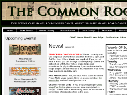 Common Room Games - Bloomington - CCGs, RPGs, &amp; Miniatures - The Gamer's Game Store