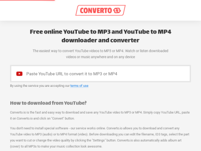 Converto.io - YouTube to MP3 and YouTube to MP4 converter