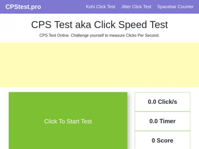 CPS Test - Check Clicks per second in 1/5/10/20/100 Seconds