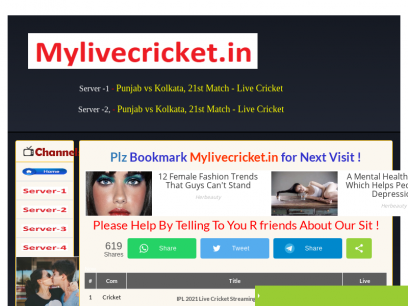 CRIC7.NET | MYLIVECRICKET.IN | IPL 2021 LIVE CRICKET STREAMING HD