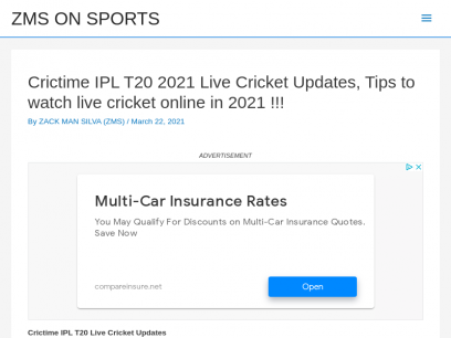 Crictime IPL T20 2021 Live Cricket Streaming Guide Online