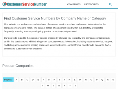 
        Customer Service Number Directory - Find Customer Service Phone Numbers    