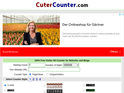 CuterCounter - Free Web Hit Counter / Visitor Counter