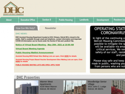 
	Detroit Housing Commission Homepage
