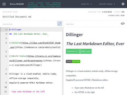 Online Markdown Editor - Dillinger, the Last Markdown Editor ever.