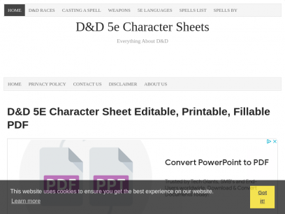 D&amp;D 5E Character Sheet Editable, Printable, Fillable PDF - D&amp;D 5e Character Sheets