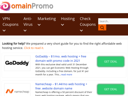Web Hosting Deals &amp; Coupons - DomainPromo.com