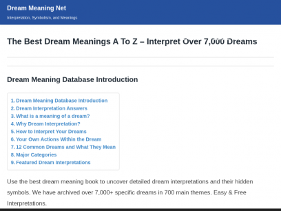 The Best Dream Meanings A to Z - Interpret Over 7,000 Dreams