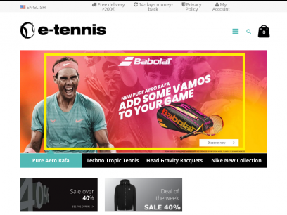 e-tennis - Tennis racquets, Bags, Tennis shoes &amp; Apparel