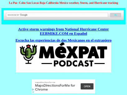 Hurricane storm and weather info for La Paz Cabo San Lucas Baja California Mexico Storm, and Hurricane tracking