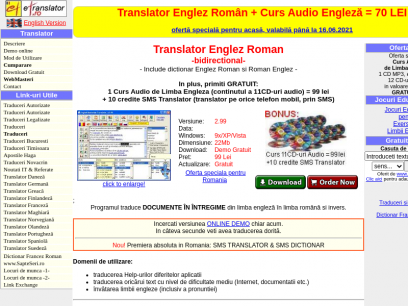 Translator Englez Roman + Dictionar Englez Roman + Curs Audio Engleza. 