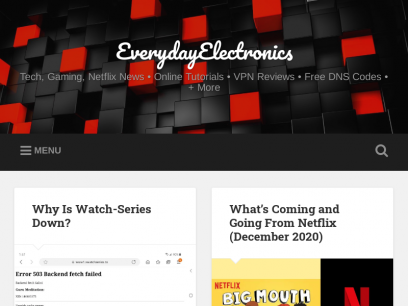 EverydayElectronics &#8211; Tech, Gaming, Netflix News • Online Tutorials • VPN Reviews • Free DNS Codes • + More
