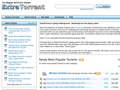 ExtraTorrent.cc The World's Largest BitTorrent System