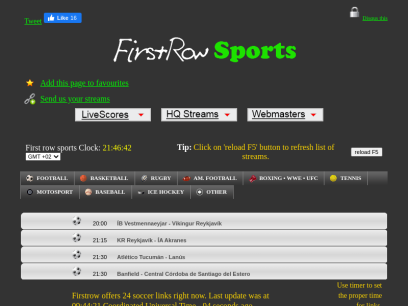 FirstRowSports Live Football Stream | Watch Live Football Online | Live Soccer Stream
