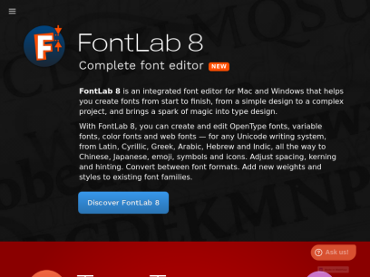 FontLab. Font editors and converters for Mac and Windows.