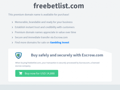 freebetlist.com domain name is for sale. Inquire now.