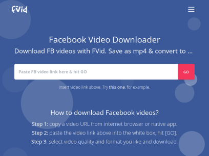 Facebook Video Downloader Online. Download FB videos with FVid.