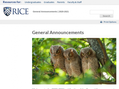 General Announcements &lt; Rice University