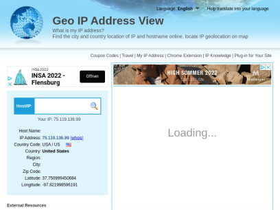 Geo IP Address View - View GEO IP address information and locate IP on map