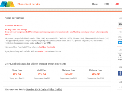 Receive SMS Online Service,Bulk Mobile number (Chinese,USA,UK and more) use for Phone verification