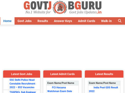 GovtJobGuru.in - Govt Jobs, Sarkari Naukri, Rojgar Result &amp; Sarkari Exam