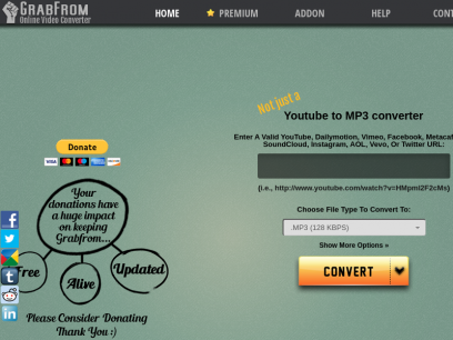 Convert Youtube to MP3, Soundcloud Downloader - Grabfrom.com