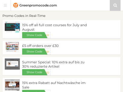 GreenPromoCode.com: Promo Codes in Real-Time