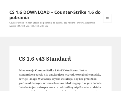 CS 1.6 DOWNLOAD &#8211; Counter-Strike 1.6 do pobrania &#8211; Counter Strike 1.6 Non Steam do pobrania za darmo, bez reklam i limitów. Wszystkie wersje v21, v23, v32, v35, v43, v48, v52