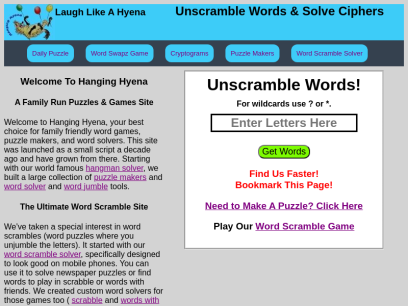 Ultimate Word Scramble Site: Puzzles, Jumble Solver, Hangman