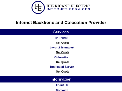 Hurricane Electric Internet Services - Internet Backbone and Colocation Provider
