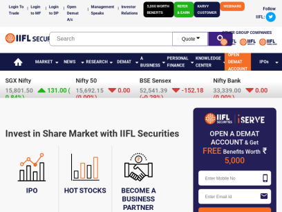 Share/Stock Market Investment, Financial &amp; Share Market News, Mutual Funds &amp; BSE/NSE Live Index Updates – IndiaInfoline