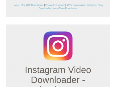 Instagram Video Downloader - Download Instagram Photos