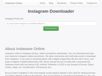Instasave Online - Instagram Downloader