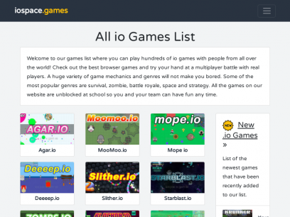 .io Games - List of the Best Unblocked IO Games