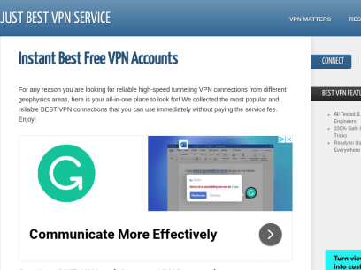 Instant Best Free VPN Accounts - Just Best VPN Service