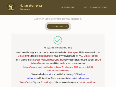 Kickass - KAT - Kickasstorrents - Site Status