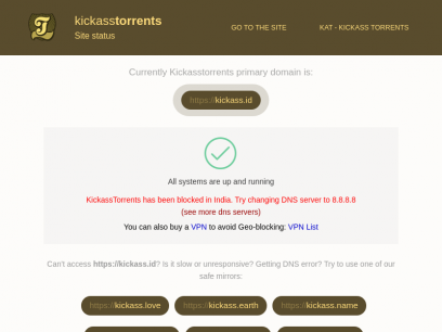 KickassTorrents Site Status, Kickass Proxy List