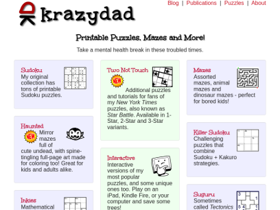 
  
  Printable Puzzles by KrazyDad
  
