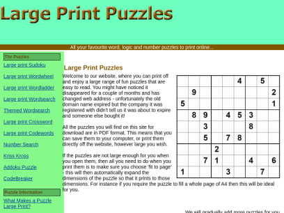 Large print puzzles : puzzles to print