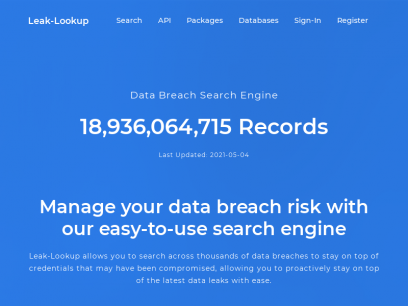 Leak - Lookup | Data Breach Search Engine
