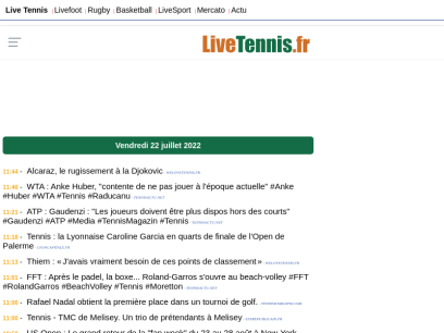 Tennis : Actualité ATP WTA - Scores de Tennis en Direct