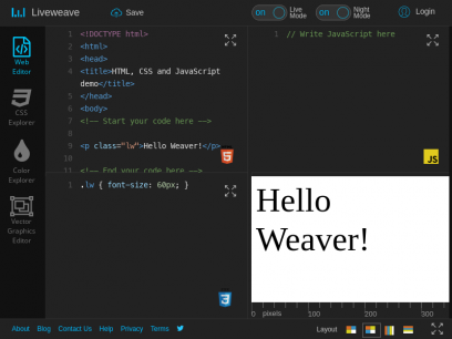HTML, CSS and JavaScript demo - Liveweave