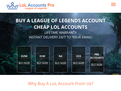 Buy League of Legends Accounts - LoL Smurf - LoL PBE Account