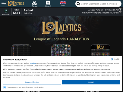 League of Legends Analytics • LoLalytics • Patch 11.7